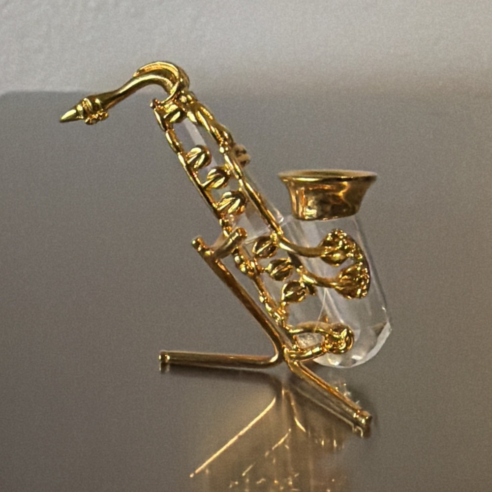 Swarovski Saxophone  24k gold plated with‎ stand Swan Logo